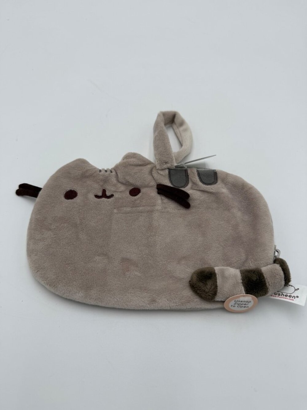 Pusheen Plush Gund Cat Coin Purse Zipper Strap Soft Wristlet Bag Purse